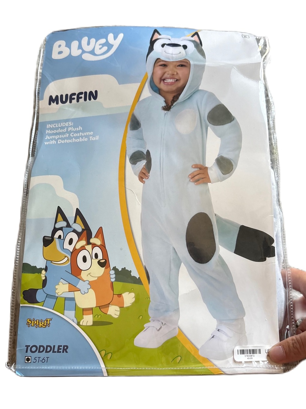 Bluey Muffin Toddler Light Blue Hooded Costume 5T 6T Halloween